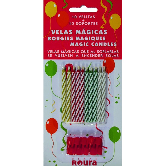 Blister 10 Bougies Magiques Anniversaire Support